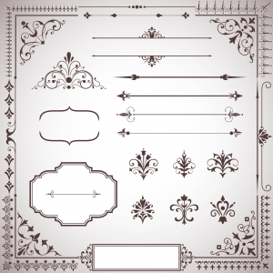 وکتور کادر و حاشیه و تکست باکس قهوه ای سفید